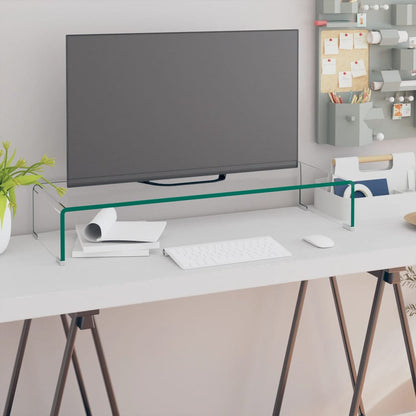 vidaXL TV Stand Monitor Riser Clear Glass Laptop Desk Shelf Desktop Stand