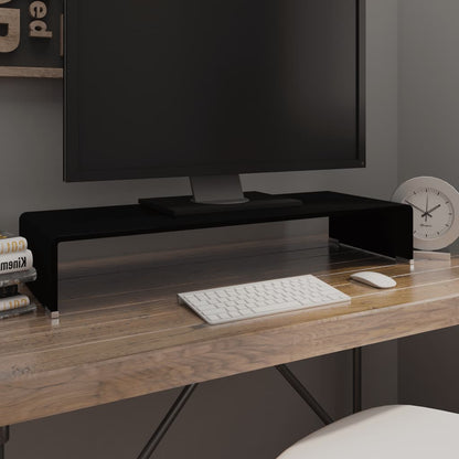 vidaXL TV Stand Monitor Riser Clear Glass Laptop Desk Shelf Desktop Stand