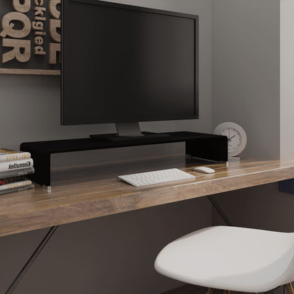 vidaXL TV Stand Monitor Riser Clear Glass Laptop Desk Shelf Desktop Stand