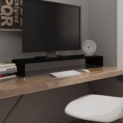 vidaXL TV Stand Monitor Riser Clear Glass Laptop Desk Shelf Desktop Stand