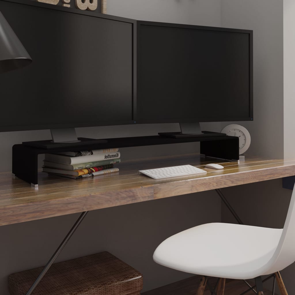 vidaXL TV Stand Monitor Riser Clear Glass Laptop Desk Shelf Desktop Stand
