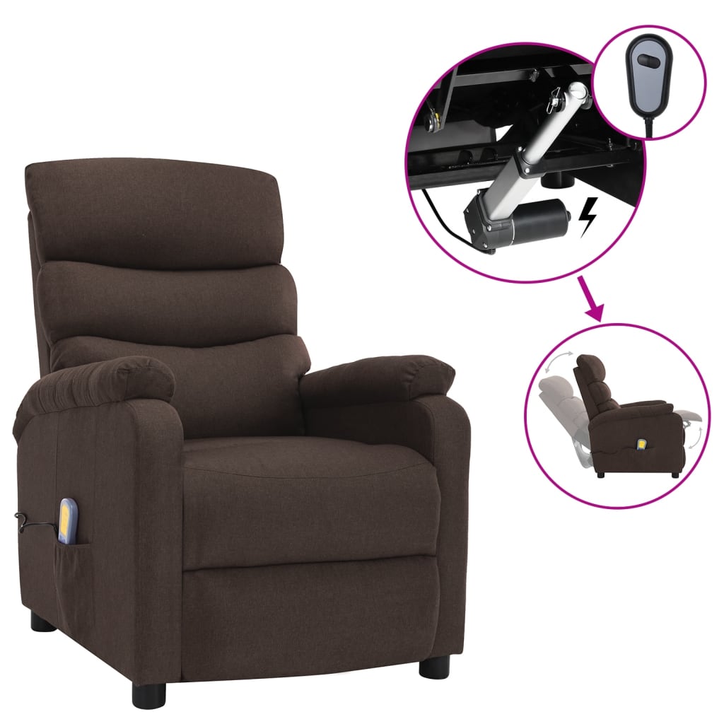 vidaXL Massage Chair Electric Massaging Recliner Chair for Elderly Fabric