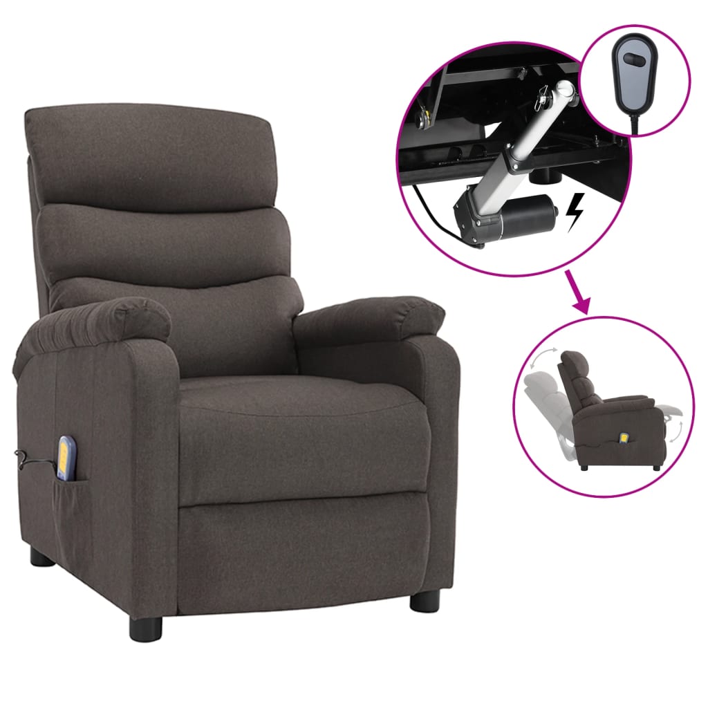 vidaXL Massage Chair Electric Massaging Recliner Chair for Elderly Fabric