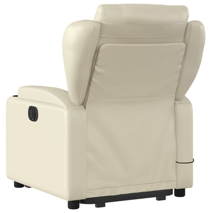 vidaXL Stand up Massage Recliner Chair Cream Faux Leather