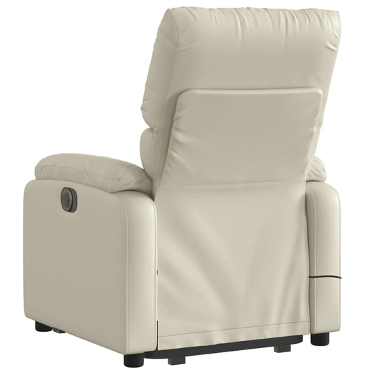 vidaXL Electric Stand up Massage Recliner Chair Cream Faux Leather
