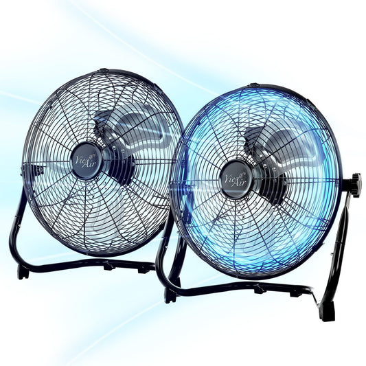 Vie Air 14 In. Twin Pack Industrial High Velocity Heavy Duty Metal Floor Fan with 3 Speed Settings